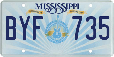 MS license plate BYF735