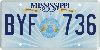 MS license plate BYF736