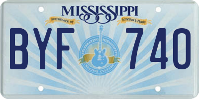 MS license plate BYF740