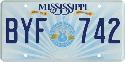 MS license plate BYF742