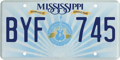 MS license plate BYF745
