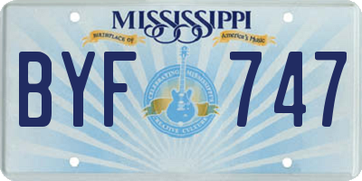 MS license plate BYF747
