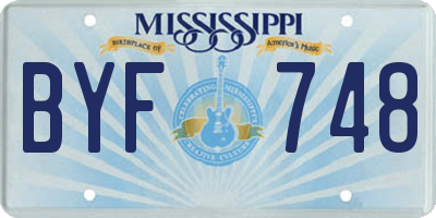MS license plate BYF748