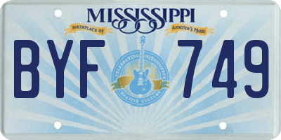 MS license plate BYF749