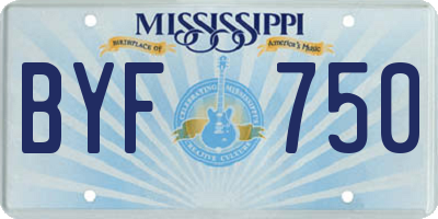 MS license plate BYF750
