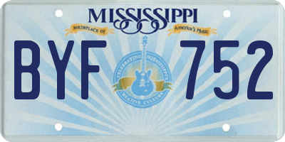 MS license plate BYF752