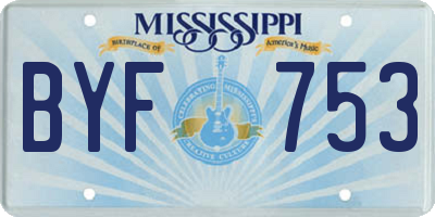 MS license plate BYF753