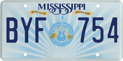MS license plate BYF754