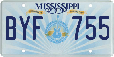 MS license plate BYF755