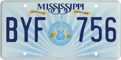 MS license plate BYF756
