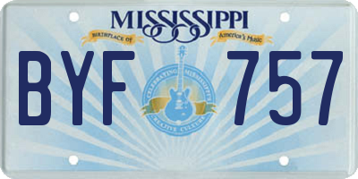 MS license plate BYF757