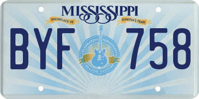 MS license plate BYF758