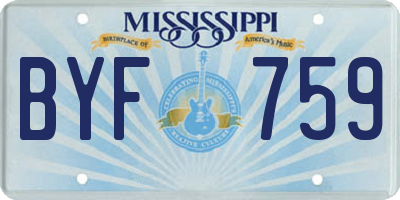 MS license plate BYF759