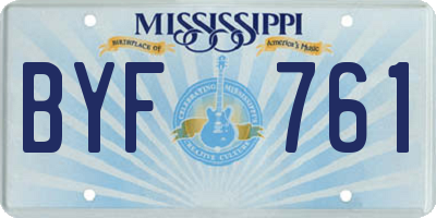 MS license plate BYF761