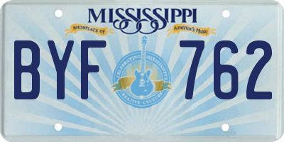MS license plate BYF762