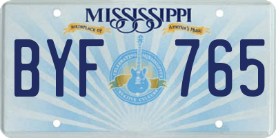 MS license plate BYF765
