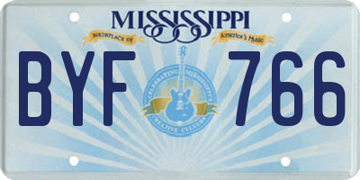 MS license plate BYF766