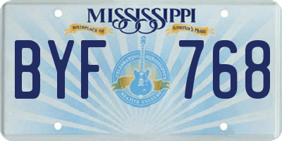 MS license plate BYF768