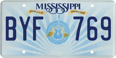 MS license plate BYF769