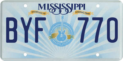MS license plate BYF770