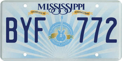 MS license plate BYF772
