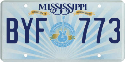 MS license plate BYF773