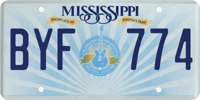 MS license plate BYF774