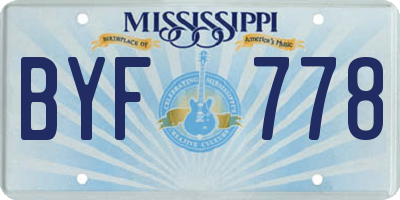 MS license plate BYF778