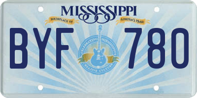 MS license plate BYF780