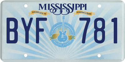 MS license plate BYF781