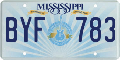 MS license plate BYF783