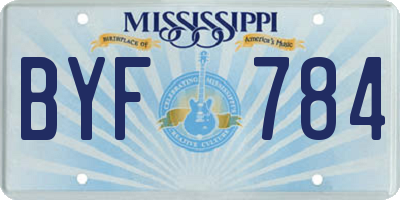 MS license plate BYF784