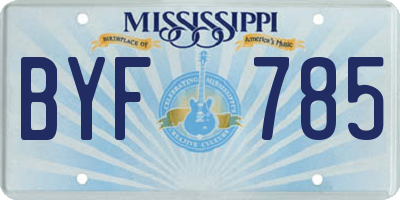 MS license plate BYF785