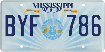 MS license plate BYF786