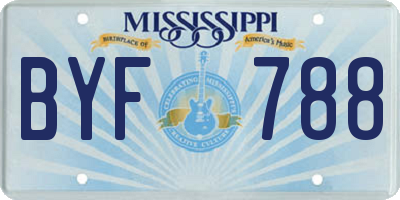 MS license plate BYF788