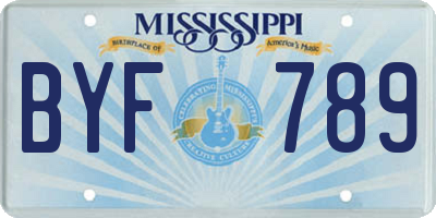 MS license plate BYF789