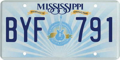 MS license plate BYF791