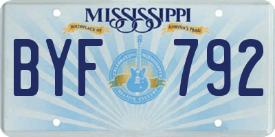 MS license plate BYF792