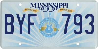 MS license plate BYF793