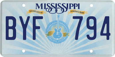 MS license plate BYF794