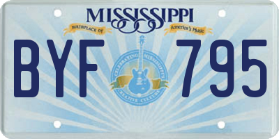 MS license plate BYF795
