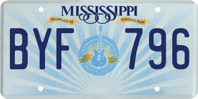 MS license plate BYF796