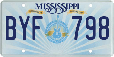 MS license plate BYF798