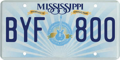 MS license plate BYF800