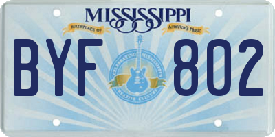 MS license plate BYF802