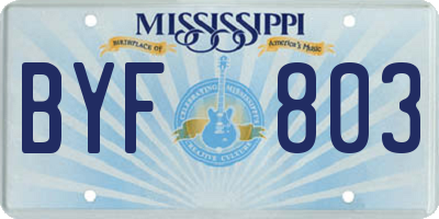 MS license plate BYF803