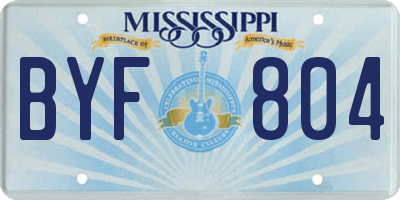 MS license plate BYF804