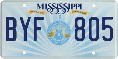MS license plate BYF805