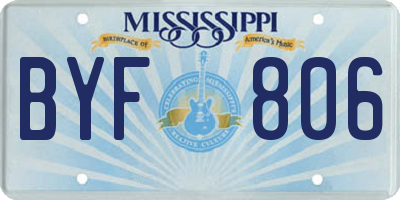 MS license plate BYF806