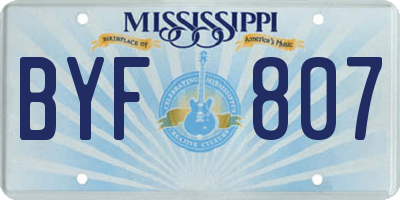 MS license plate BYF807